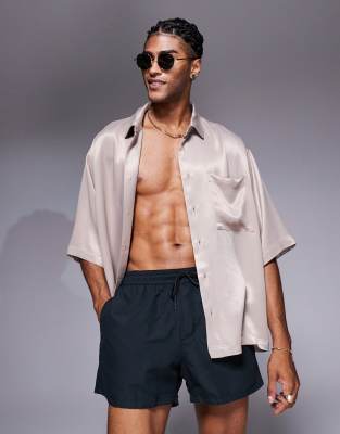 Asos Design Oversized Shirt In Neutral
