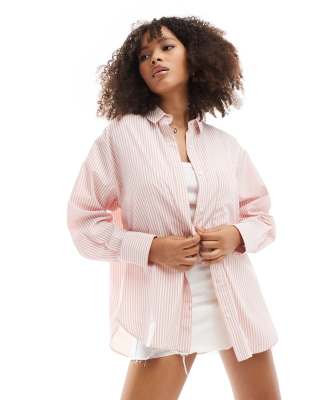 oversized shirt in pink stripe