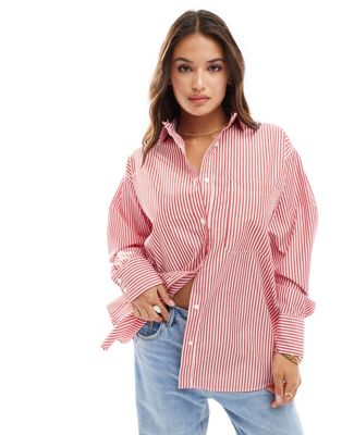 oversized shirt in red stripe