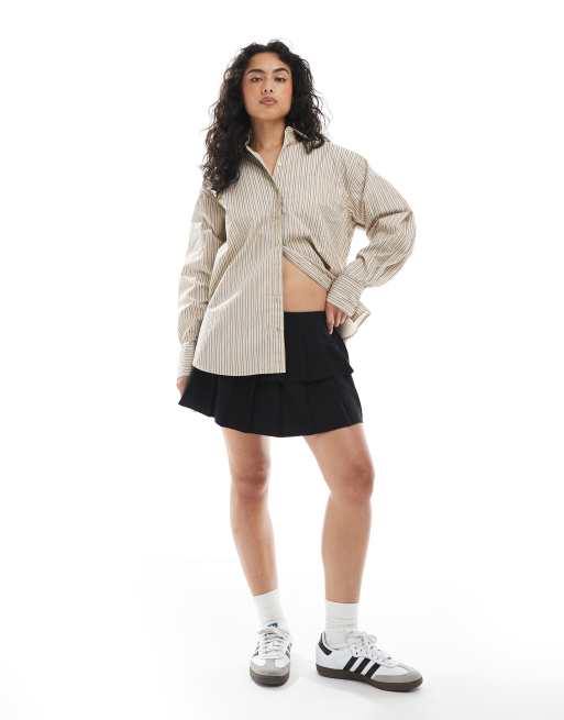 ASOS DESIGN oversized shirt in stone stripes