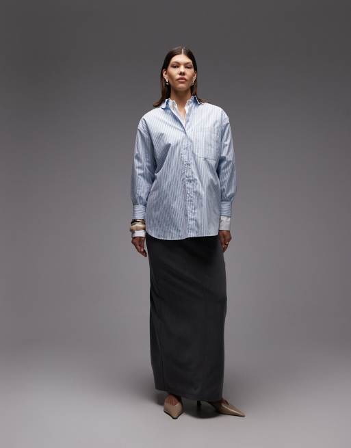 ASOS DESIGN oversized shirt in stripe in blue stripe