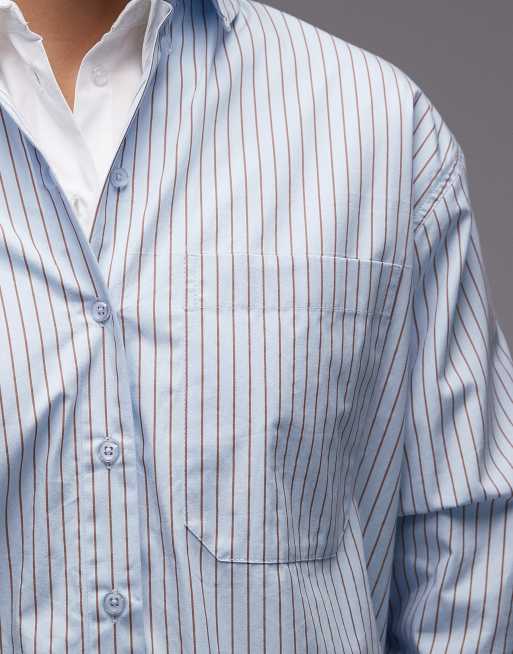 ASOS DESIGN oversized shirt in stripe in blue stripe