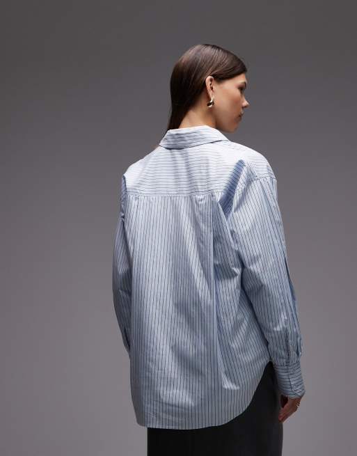 ASOS DESIGN oversized shirt in stripe in blue stripe