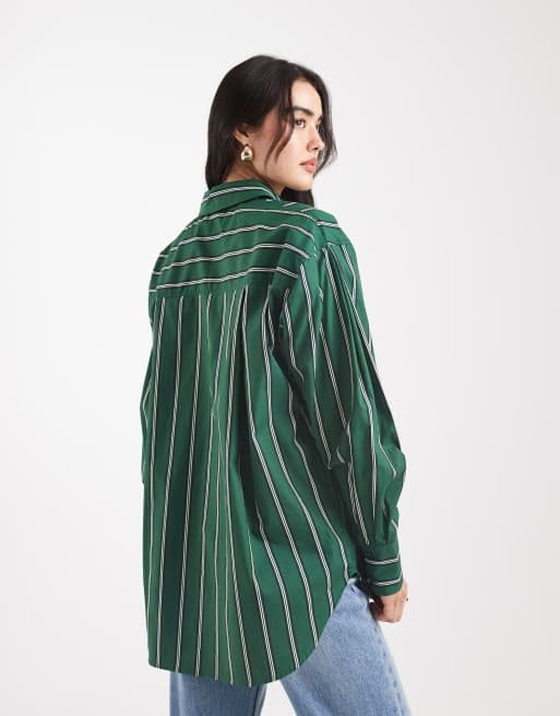 ASOS DESIGN oversized shirt in green stripes