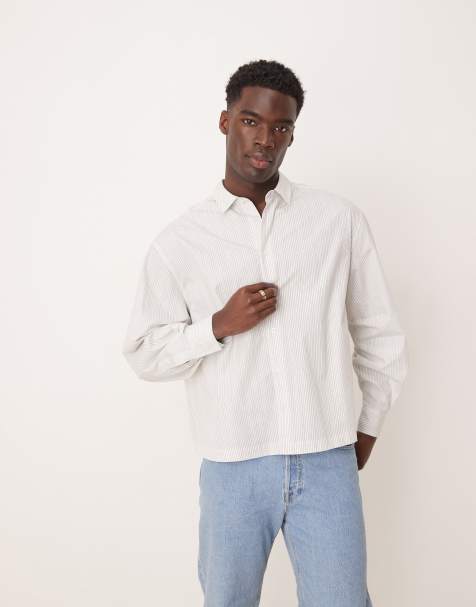 ASOS DESIGN oversized shirt in stripe in white - view 1