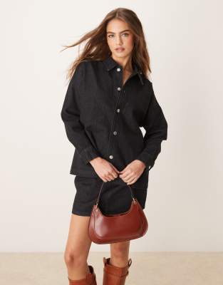 Asos Design Oversized Shirt In Washed Black
