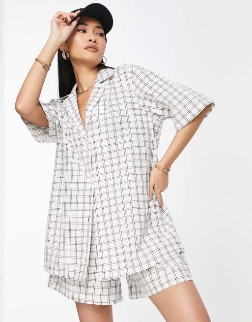 Asos Design Oversized Shirt In White Check Co Ord Asos