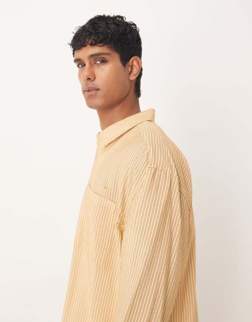 ASOS DESIGN oversized shirt in yellow stripe 
