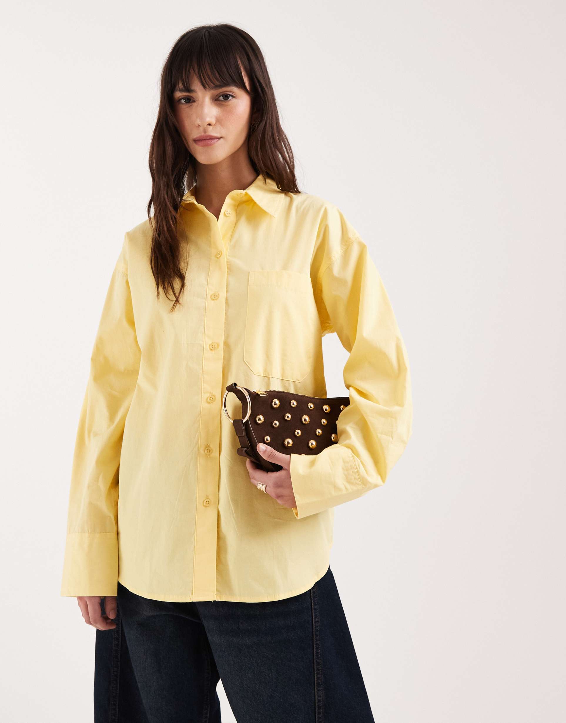 asos design oversized shirt in yellow