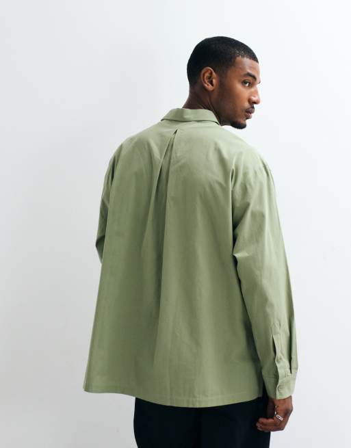 ASOS DESIGN oversized shirt with cargo pockets in green, 4 of 5