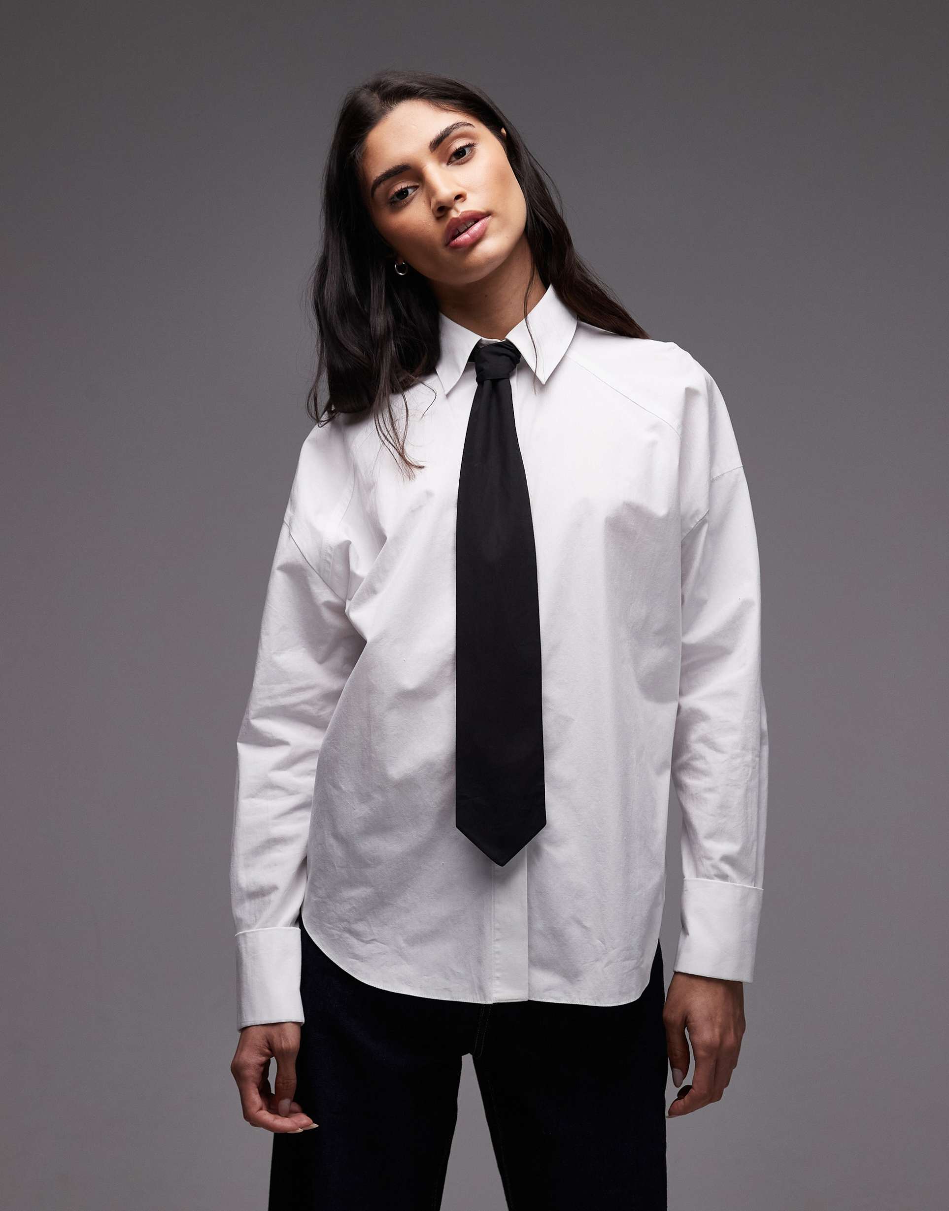 asos design oversized shirt with contrast tie