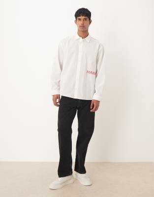 Asos Design Oversized Shirt With Embroidery In White