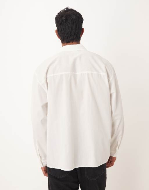 ASOS DESIGN oversized shirt with embroidery in white, 3 of 5