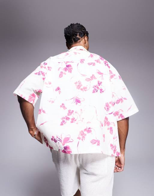 ASOS DESIGN oversized shirt with floral print in white, 2 of 4