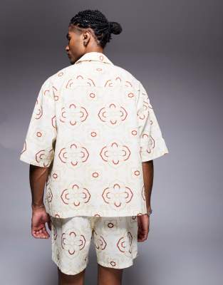 Asos Design Oversized Shirt With Geo Print