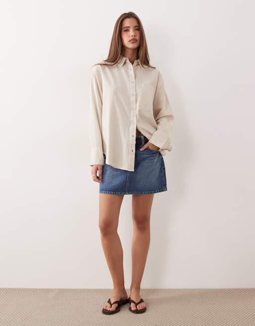 ASOS DESIGN oversized shirt with linen in natural, 2 of 4