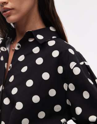 Asos Design Oversized Shirt With Pleat In Black