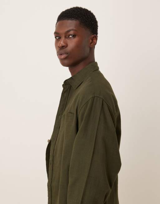 ASOS DESIGN oversized shirt with pocket detail in khaki, 4 of 5
