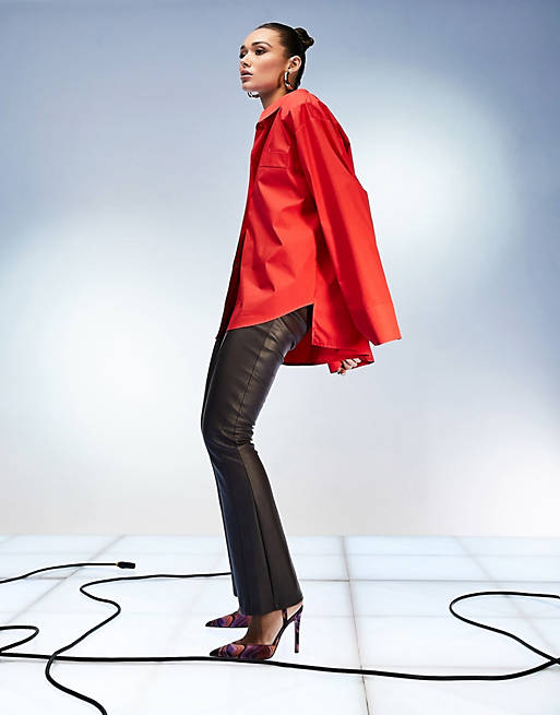  Shirts & Blouses/oversized shirt with shoulder pad in bright red 