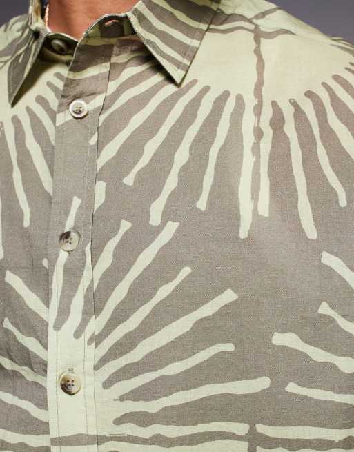 ASOS DESIGN oversized shirt with sun print in brown, 3 of 4