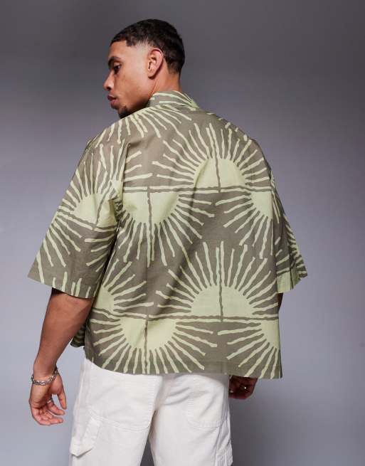 ASOS DESIGN oversized shirt with sun print in brown, 4 of 4