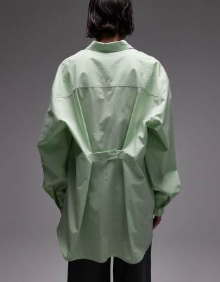 Asos Design Oversized Shirt With Tab Back Detail In Green