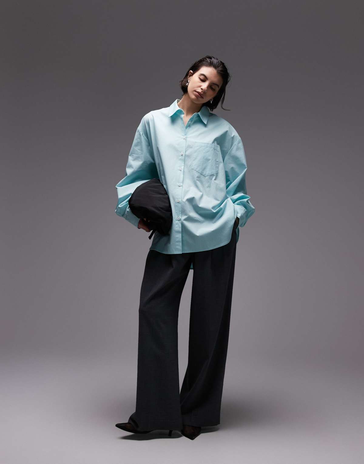 ASOS DESIGN oversized shirt with tab back detail in turqouise