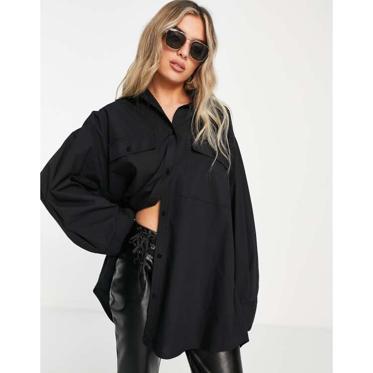 Black oversized shirt clearance womens