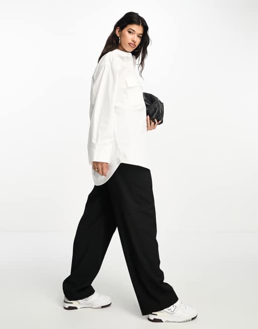 ASOS DESIGN oversized shirt with wide cuff detail in white | ASOS