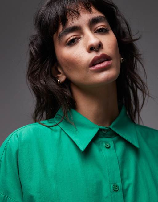 ASOS DESIGN oversized shirt with wide sleeves in green ASOS