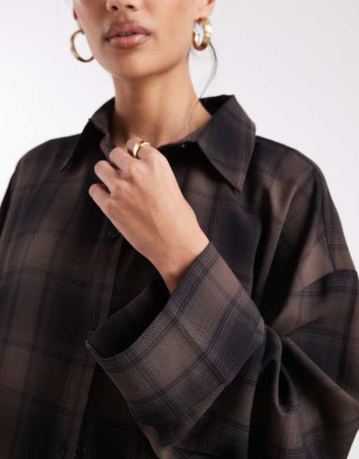 ASOS DESIGN oversized shirt with wide sleeves in plaid, 2 of 4