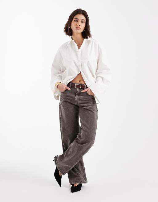 ASOS DESIGN oversized shirt with wide sleeves in white, 3 of 4