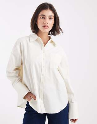 Asos Design Oversized Shirt With Wrap Detail In White