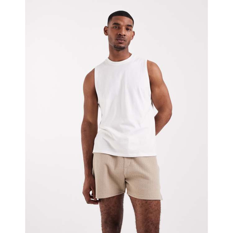 ASOS DESIGN oversized short length short in bubble herringbone