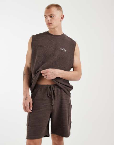 ASOS DESIGN - Oversized short met textuur en zakdetail in bruin - view 1