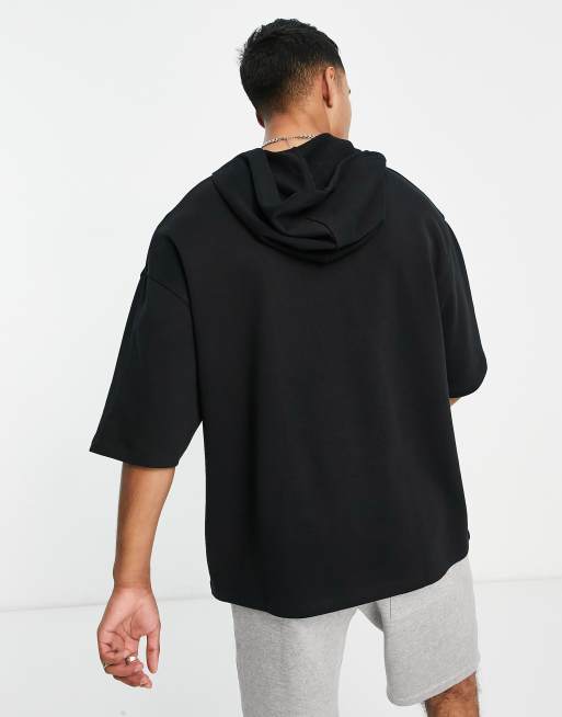 ASOS DESIGN oversized short sleeve hoodie in black