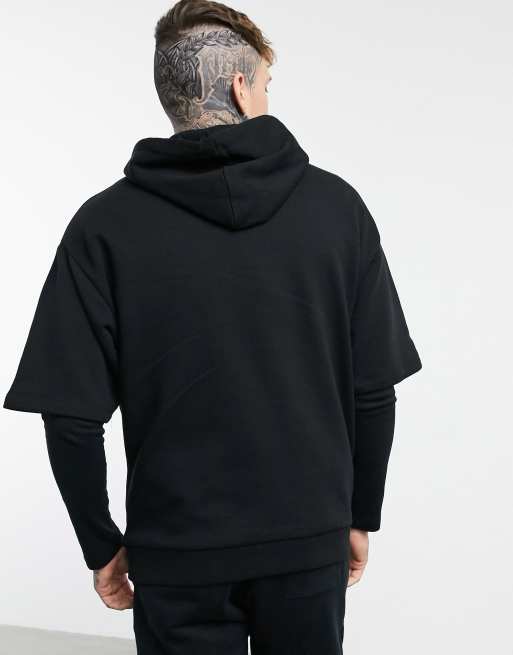 Mens black shop short sleeve hoodie