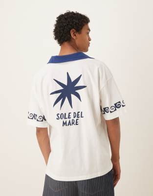 Asos Design Oversized Short Sleeve Polo Shirt With Embroidery
