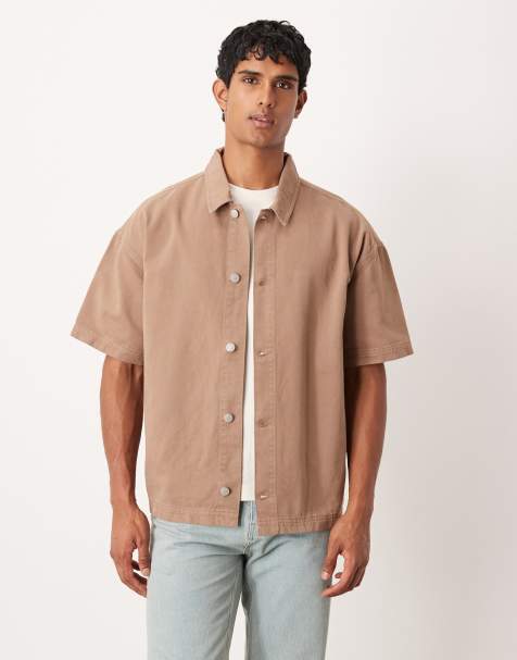 ASOS DESIGN oversized short sleeve shirt in brown - view 1