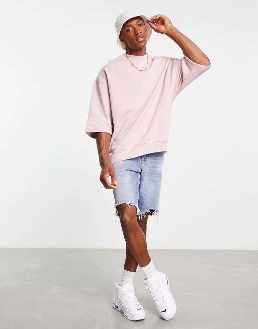 Pink short shop sleeve sweatshirt