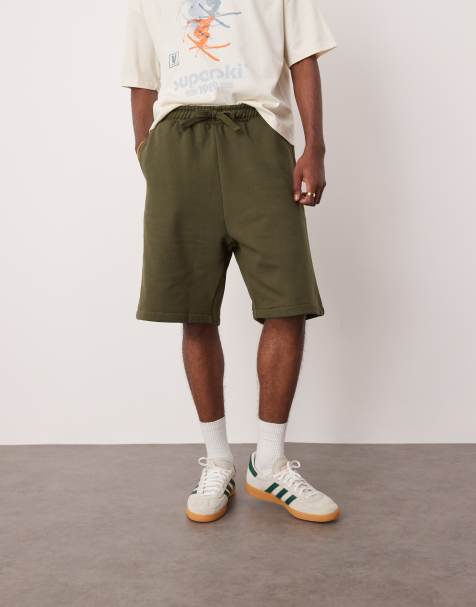 ASOS DESIGN - Oversized short van 400gsm zware stof in donker kaki - view 1