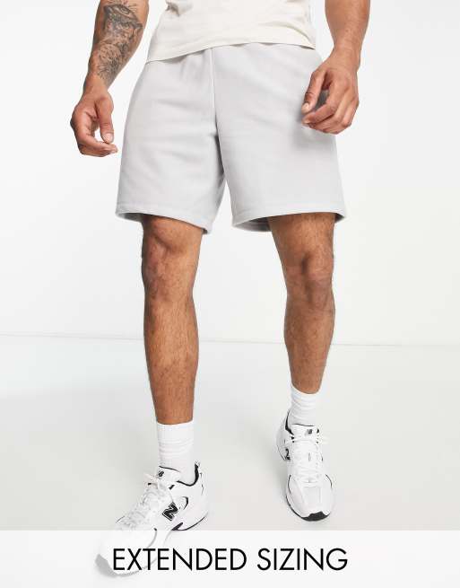 ASOS DESIGN - Oversized short van fleece in gemêleerd grijs