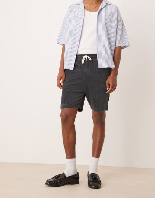 ASOS DESIGN - Oversized short van geribbeld velours in grijs, 5 van 5
