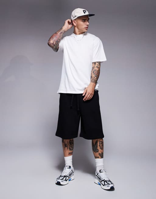 ASOS DESIGN - Oversized short van premium 400gsm zware stof in zwart