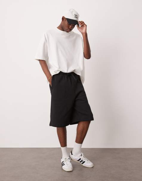 ASOS DESIGN - Oversized short van premium zware stof in zwart - view 1