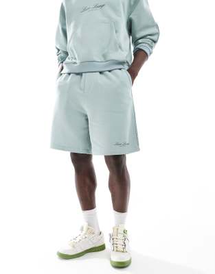 ASOS DESIGN oversized short with print detail in blue - part of a set
