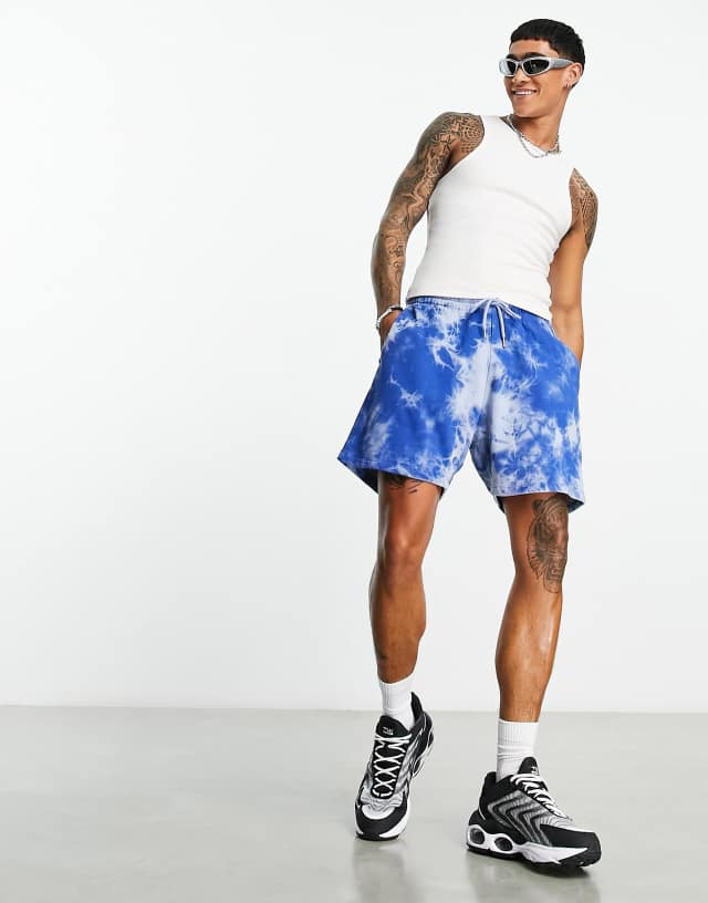 ASOS DESIGN oversized shorts in blue tie dye