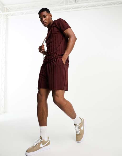 ASOS DESIGN oversized shorts in brown rib ASOS