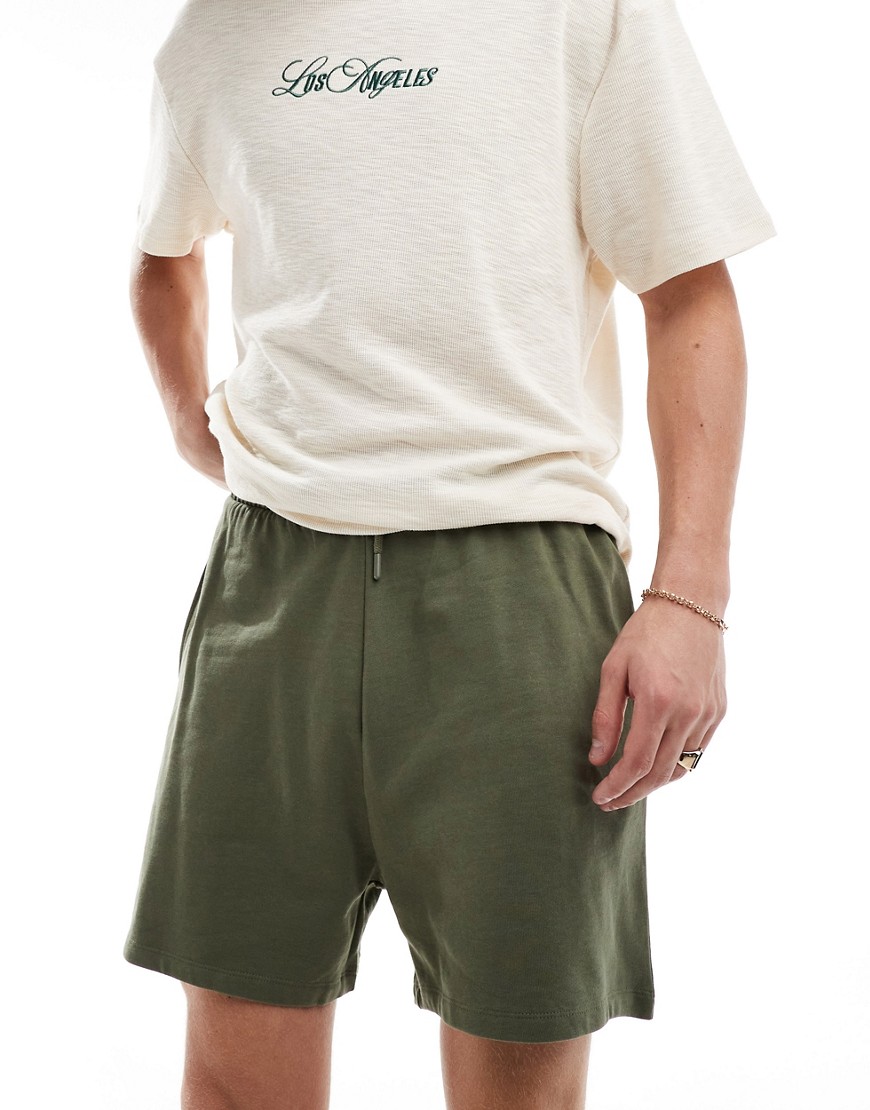 Asos Design Oversized Shorts In Green In White