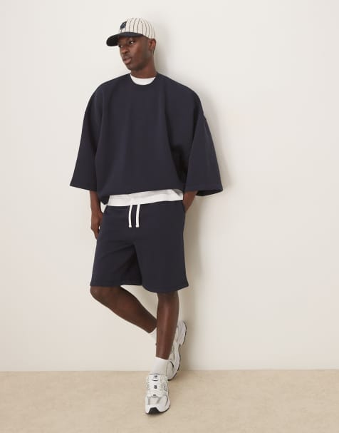 ASOS DESIGN oversized shorts in navy (part of a set) - view 1